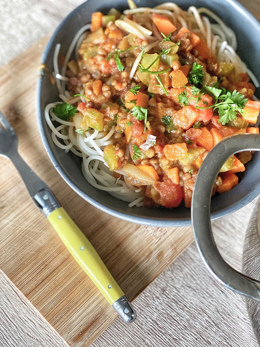 Spaghetti lentil bolognese (that your hormones will love!) V, GF,DF